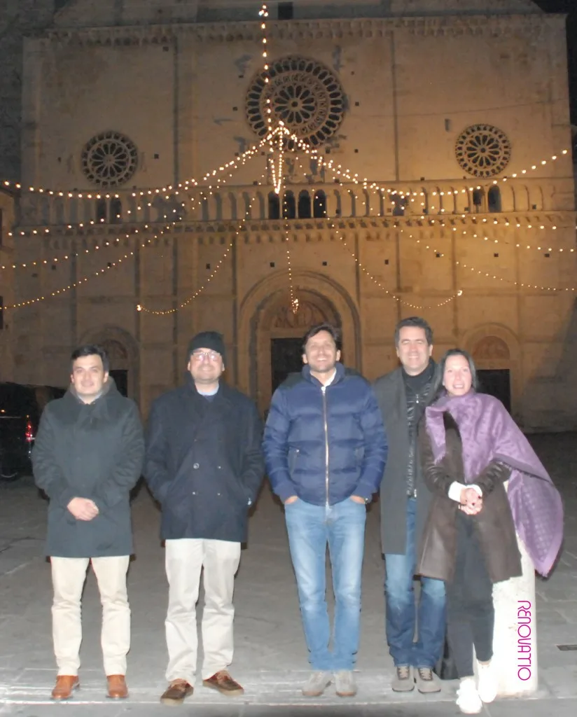 Assisi. The Spanish group, from left to right, Jaime García (Madrid), José Mª Noriega (Madrid), Aleix Oromí (Barcelona), Andrea Margaritelli, Sam Gutiérrez & Adelaida Subías (Barcelona).