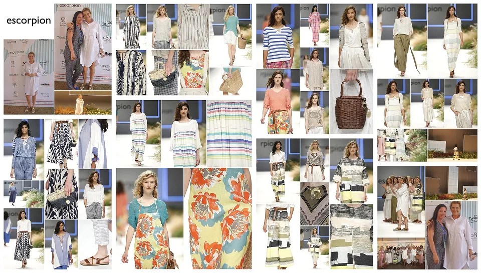 ESCORPION ?? Presente en Bélgica, Francia, Rusia y Países Bajos, Escorpion presentó su colección 'Rooftop Garden' SS16 en la edición 16 de 2015 dentro del marco de la 080 Barcelona Fashion inspirada en el frescor de los jardines de las azoteas. Vestidos-bata recordando los años 50 y vestidos-delantal en punto estampados y bordados. ?? Present in Belgium, France, Russia and Netherlands, Escorpion presented the 'Rooftop Garden' SS16 in 2015 within the framework of the 16th edition of 080 Barcelona Fashion Week inspired by the freshness of the gardens-roofs. Dressing gowns recalling the 50s and knitted embroidered and printed dresses-apron.